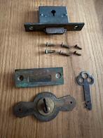 Oud antiek vintage slot met sleutel pat. 1885 - 1895, Ophalen of Verzenden, Gebruikt, Koper of Messing, Slot