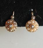 Antieke 14K oorbellen / oorhangers gezet met zaadpareltjes, Sieraden, Tassen en Uiterlijk, Antieke sieraden, Verzenden, Goud, Oorbellen