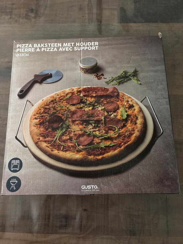 Nieuwe pizza baksteen met houder, Huis en Inrichting, Keuken | Keukenbenodigdheden, Nieuw, Ophalen of Verzenden