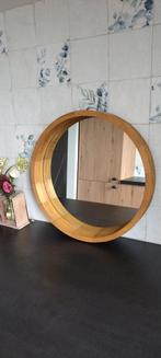 Ronde Spiegel met Teakhouten Rand, Huis en Inrichting, Woonaccessoires | Spiegels, Ophalen, Rond, Zo goed als nieuw, Minder dan 100 cm