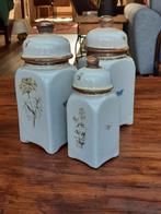 3 vintage keramieke voorraadpotten, Huis en Inrichting, Keuken | Potten en Pannen, Ophalen of Verzenden, Overige materialen, Pot, Bus of Blik