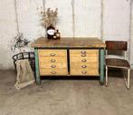 Vintage werkbank ladekast koffiebar dressoir, Ophalen, Gebruikt, 100 tot 150 cm, 5 laden of meer