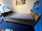 Bed van steigerhout, 90 cm, Gebruikt, Eenpersoons, Bruin