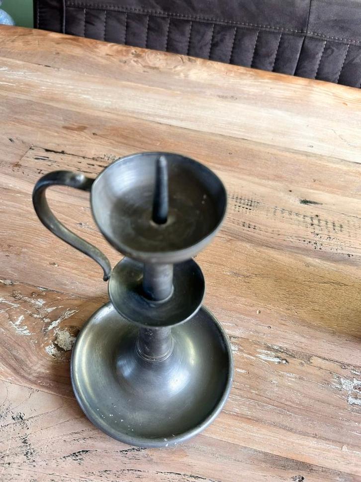 tinnen/koper Pricket kandelaar., Antiek en Kunst, Antiek | Kandelaars, Overige materialen, Ophalen