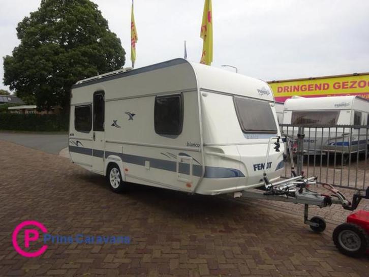 Fendt Bianco 470 Frans Bed en Rondzit, Caravans en Kamperen, Caravans, Bedrijf, tot en met 4, 1000 - 1250 kg, Fendt, Kachel, Koelkast