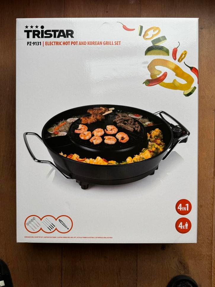Tristar elektrische hot pot en Koreaanse grill set, PZ-9131, Witgoed en Apparatuur, Grillplaten, Nieuw, Tafelgrill, Ophalen of Verzenden
