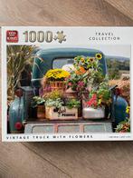 King legpuzzel 1000 stukjes vintage truck with flowers, Ophalen of Verzenden, 500 t/m 1500 stukjes, Zo goed als nieuw, Legpuzzel
