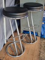 2 chrome nog mooie barkrukken met voetsteun 79 cm hoog, Ophalen, Gebruikt, Met voetsteun, 60 tot 90 cm