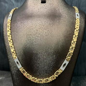 14k gouden koningsketting platte schakel massief 70cm beschikbaar voor biedingen