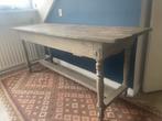 Franse Brocante sidetable, bureau vergrijsd sober, 100 tot 150 cm, Ophalen of Verzenden, Zo goed als nieuw, 25 tot 50 cm
