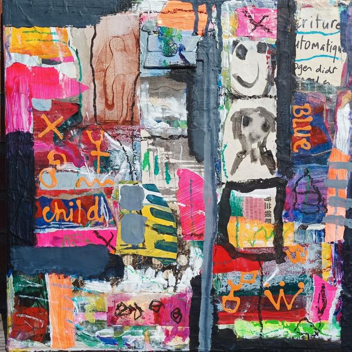 Kleurrijk Kunstwerk van SpeelseKunst - 40x40, Antiek en Kunst, Kunst | Schilderijen | Abstract, Ophalen of Verzenden
