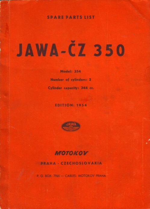 Jawa 350 Spare Parts List 1954 CZ (2080z), Motoren, Handleidingen en Instructieboekjes, Overige merken, Verzenden