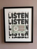 Retro look ‘Radio Listen’ poster - A4 €9,95, Nieuw, Ophalen of Verzenden, Wanddecoratie, Info@mooody.nl