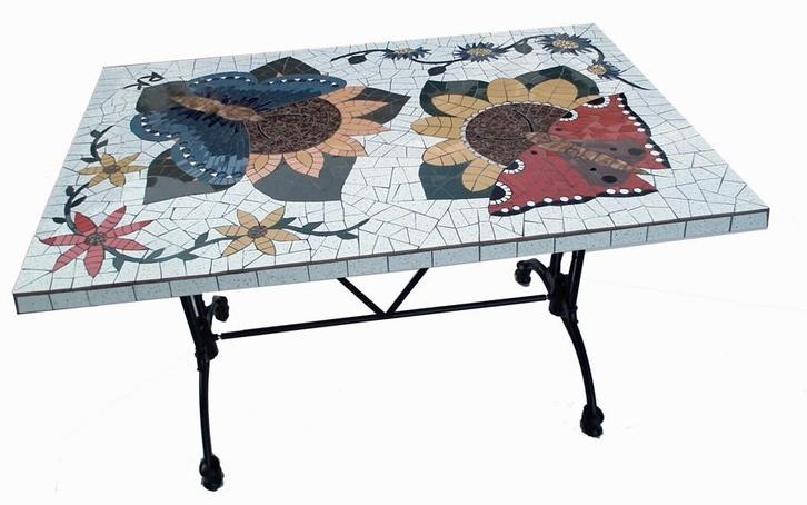 Vlinder tafel mozaiek, Huis en Inrichting, Tafels | Eettafels, Nieuw, 50 tot 100 cm, Rechthoekig, Ophalen