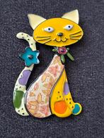 Vintage Kat Broche, Overige materialen, 4 tot 7 cm, Geel, Nieuw