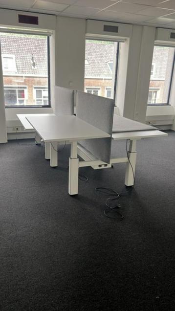 Zit-sta Duo bureau met kabelgoot 140x80xH65-130  cm, 32st - afbeelding 4