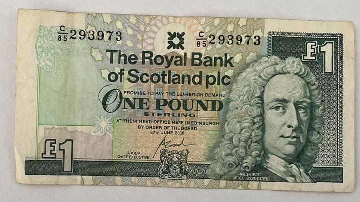 Schotland 1 Pound 2000 gebruikte staat, Postzegels en Munten, Bankbiljetten | Europa | Niet-Eurobiljetten, Los biljet, Overige landen