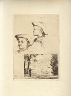 Leopold Graf von Kalckreuth ets en droge naald "Fasanenjagd", Antiek en Kunst, Ophalen