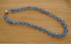 ketting blauw mineraal met zilveren JKa bolsluiting [693], Verzenden, Zo goed als nieuw, Blauw, Steen of Mineraal