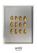 Gouden Oester Kunstwerk met Museumglas - 40x50cm, Ophalen of Verzenden