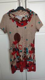 Lange kleurrijke tuniek/jurk met katten in maat L, Ophalen of Verzenden, Zo goed als nieuw, Maat 42/44 (L)