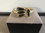 Zamak klem armband (6E) (48,- = 14,50) goud/grijs, Met kristal, Overige materialen, Nieuw, Ophalen of Verzenden