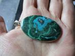 281/ verzilverde malachietchrysocolla hanger, Overige materialen, Nieuw, Ophalen of Verzenden, Met edelsteen