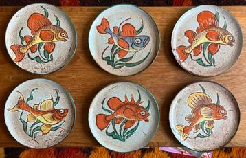 Borden Vallauris Keramiek - 6 Stuks Vis beschikbaar voor biedingen