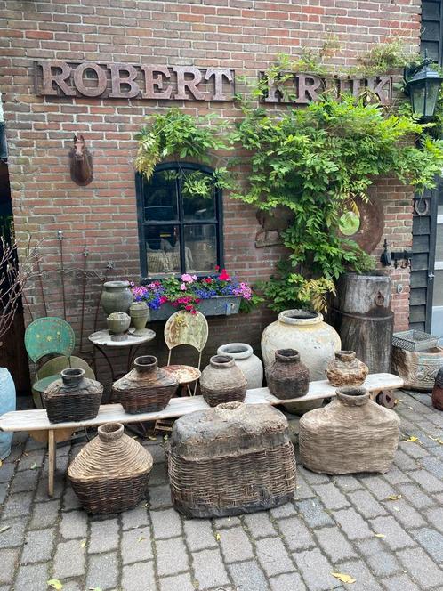 Gave oude leemmanden, Huis en Inrichting, Woonaccessoires | Schalen en Manden, Gebruikt, Mand, Riet, Ophalen