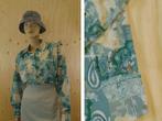 Vintage 90s blouse beige & groen paisley print maat 40 | 408, Groen, Maat 38/40 (M), Vintage, Zo goed als nieuw