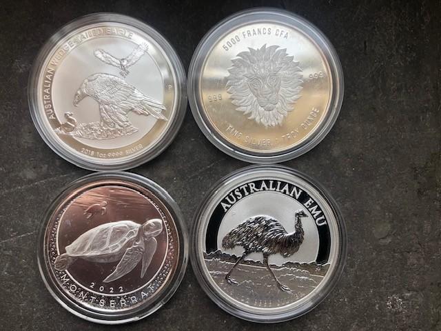 4 x 1 oz AG - mooie zilveren verzamelmuntjes, Postzegels en Munten, Edelmetalen en Baren, Zilver, Ophalen of Verzenden