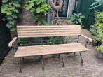 Teak houten tuinbank met gietijzeren onderstel ( inklapbaar), Ophalen, Gebruikt, Hout