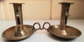 2 Antieke koperen blakers met schuif mechanisme beschikbaar voor biedingen