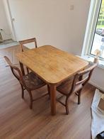 Vintage uitschuifbare houten tafel inclusief stoelen, Huis en Inrichting, Tafels | Eettafels, 50 tot 100 cm, 100 tot 150 cm, Vintage - uitschuifbaar
