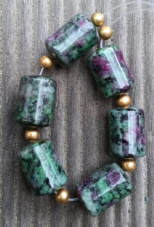 DB14 Kralen tube robijn in zoisiet 14x9mm 6 stuks, Hobby en Vrije tijd, Kralen en Sieraden maken, Nieuw, Kraal, Verzenden