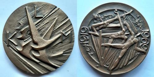 Bronzen penning KLM 1919-1969, Postzegels en Munten, Penningen en Medailles, Brons, Nederland, Verzenden