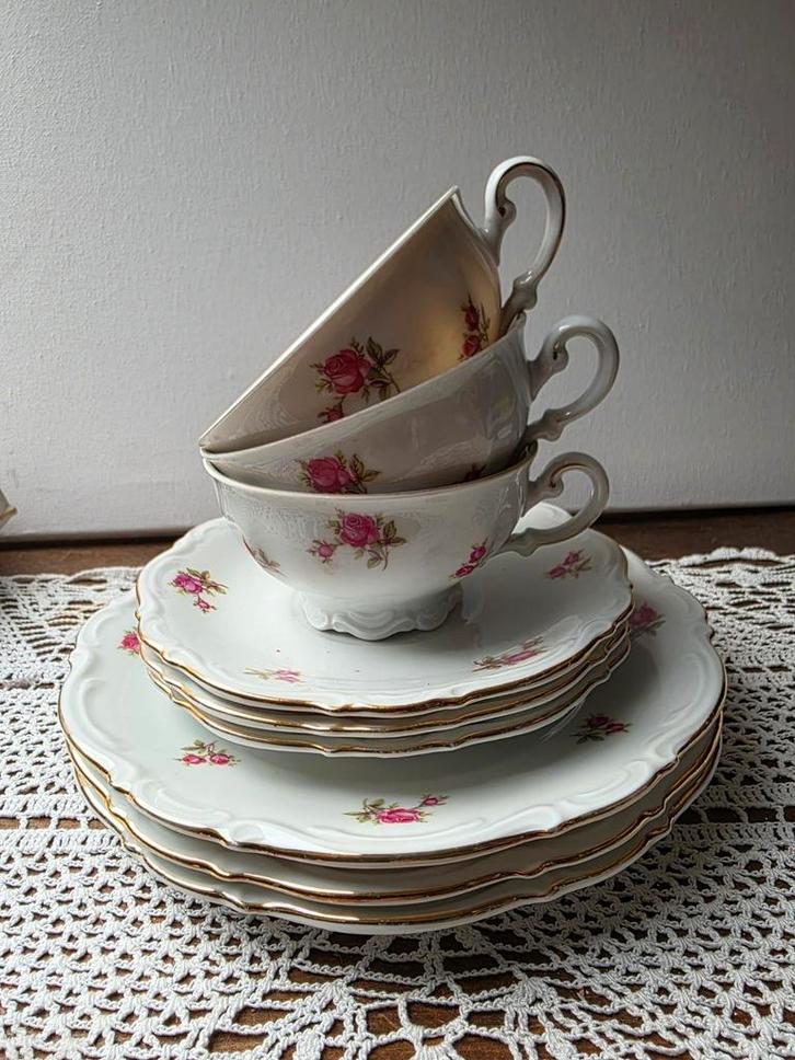 Bavaria roosjes kop schotels borden, Antiek en Kunst, Antiek | Servies los, Ophalen of Verzenden