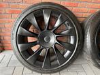 Tesla model Y INDUCTION TURBIN velgenset met banden 20inch, Gebruikt, 255 mm, Banden en Velgen, Ophalen of Verzenden