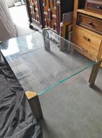 Messing salontafel glas, Gebruikt, Glas, Minder dan 50 cm, Rechthoekig