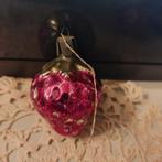 B1150 oude kerstbal roze aardbei 5,5 cm, Ophalen of Verzenden, Gebruikt