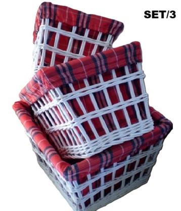 Manden riet set/3 met geruite bekleding beschikbaar voor biedingen