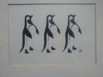 Drie Pinguins - tekening in inkt (monogram), Ophalen of Verzenden