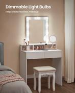 Kaptafel met spiegel, verlichting en lades, Huis en Inrichting, Gebruikt, 100 tot 150 cm, Aesthetic, Hout