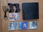 Playstation 3, 2 wireless controlers, 4 spelen., Met 2 controllers, Ophalen of Verzenden, Slim, Gebruikt