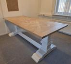 Massief eiken kloostertafel 220x100 IngelegdKasteelvloerblad, Huis en Inrichting, Ophalen, EigenMeubelmakerij, Eikenhout, 200 cm of meer