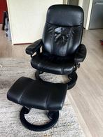 Stressless leren relax fauteuil met voetenbank, Ophalen, Gebruikt, Minder dan 75 cm, Leer