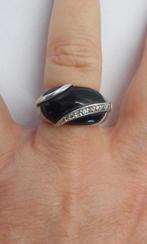 Prachtige zilveren ring met onyx gesigneerd nr.023, Ophalen of Verzenden, Dame, Kleiner dan 17, Zo goed als nieuw