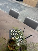 Unieke Chocoladebruine Vissegraat Eettafel + Luxe Stoelen, Ophalen, 200 cm of meer, 50 tot 100 cm, Zo goed als nieuw