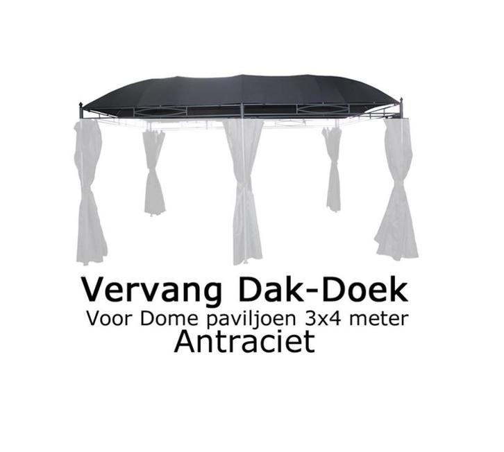 Dome 3x4m antraciet Reserve Dak-doek, Tuin en Terras, Partytenten, Nieuw, Paviljoen, Minder dan 5 meter, Minder dan 4 meter, Ophalen of Verzenden