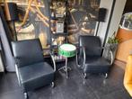 2 zwart leren fauteuils  van DYKMEYER.retro look., 75 tot 100 cm, Zo goed als nieuw, 50 tot 75 cm, Ophalen
